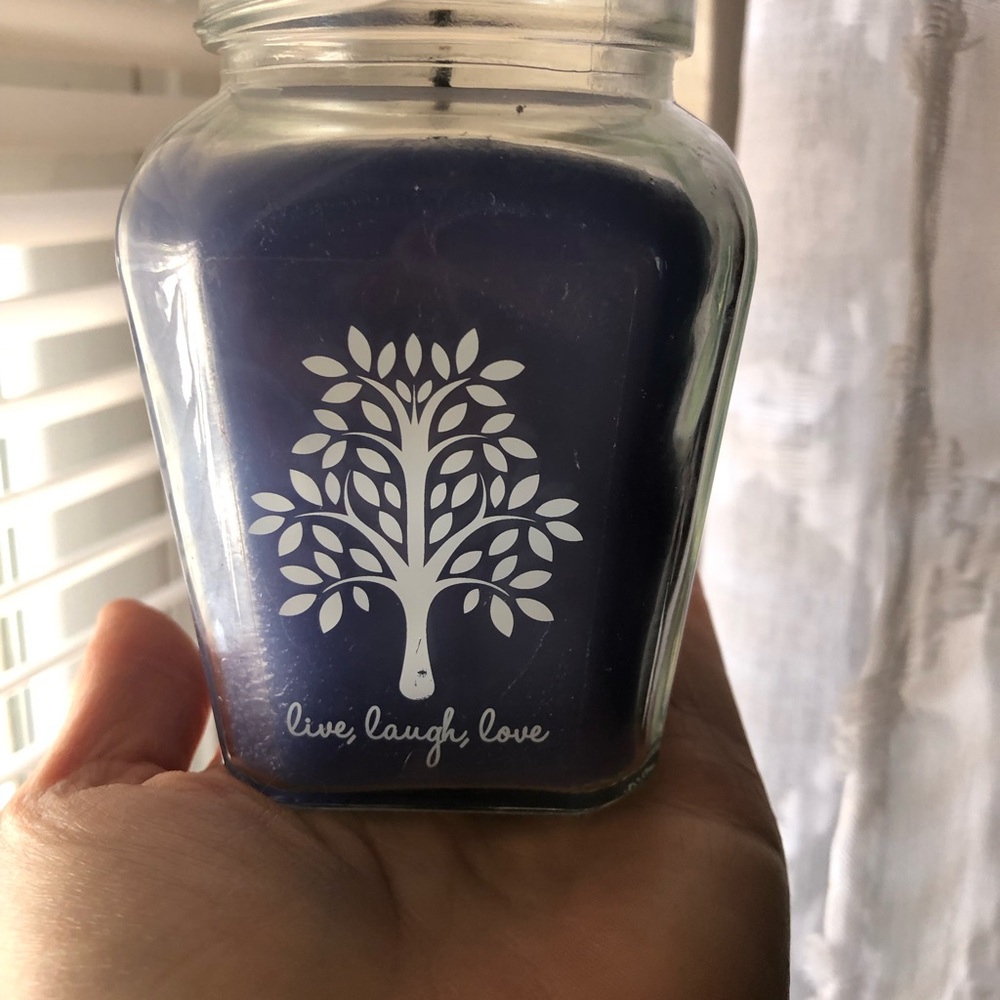 Live Laugh Love Blue Candle